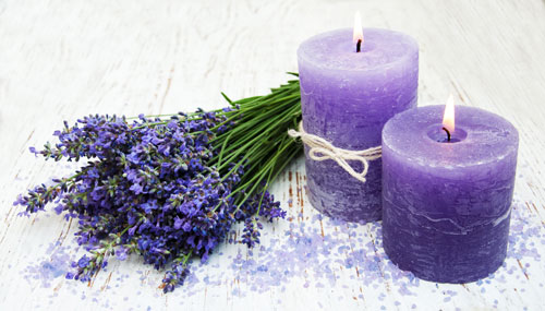 Purple Candles with Lavender